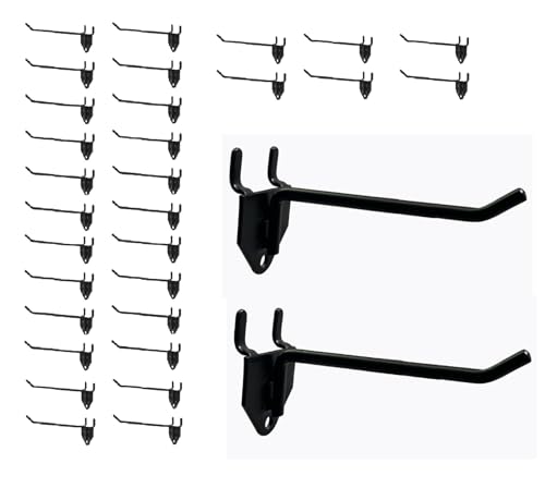 NectaCol 30 Packs 6-inch Long Metal Pegboard Hooks, Standard Hooks is Fit to Pegboard Panels - size: 6 Inch