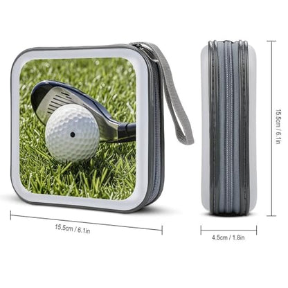 Golf Ball CD Case 40 Capacity DVD Case Holder Hard Plastic DVD Disc Storage Binder for Car Portable Zipper Disc Storage Organizer Wallet Bag for Home Travel