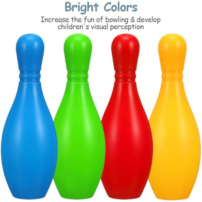 Kisangel Mini Kids Bowling Set, 10 Colorful Pins 2 Balls, 4.33 Inch High Bottles Educational Indoor Outdoor Bowling Game for Boys Girls Age 2+