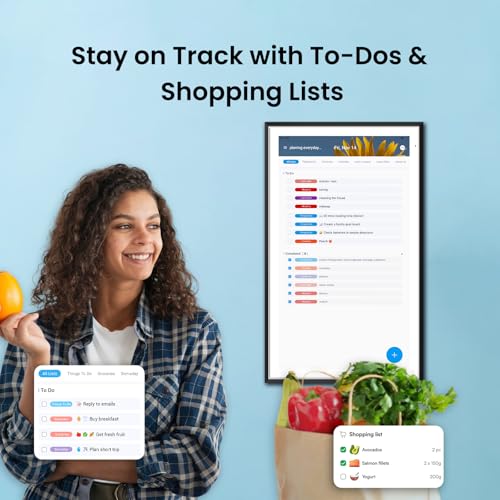 Apolosign 27-inch Digital Calendar & Smart Family Wall Planner, No Subscription, Calendar & Dashboard Dual-Mode System, Shared Touchscreen Display with Calendar Sync, Chore Charts & Family Scheduling Hub, Wall Mount Included (Black) - color: Black