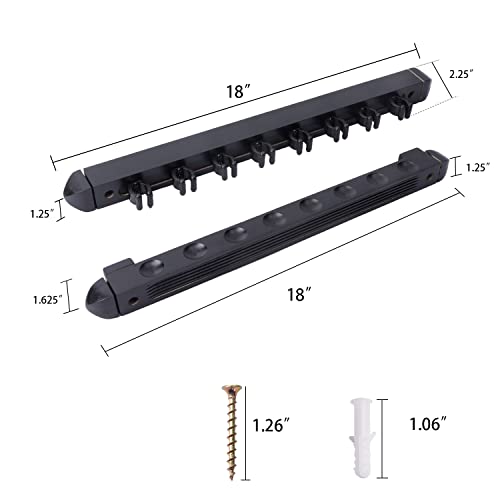 GSE Games & Sports Expert 2-Piece 6/8/12 Billiard Pool Cue Rack Wall Mounted Holders, Billiard Cue Sticks Wall Rack Set - style: 8 Cue - Black