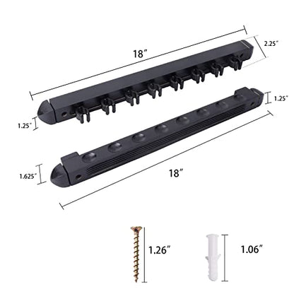 GSE Games & Sports Expert 2-Piece 6/8/12 Billiard Pool Cue Rack Wall Mounted Holders, Billiard Cue Sticks Wall Rack Set - style: 8 Cue - Black