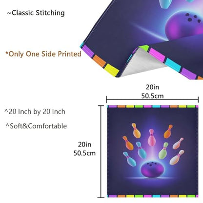 Vivid Print Bowling Ball Knock Flying Colors Pins Cloth Napkins,Set of 1 Soft & Comfortable Reusable Table Dinner Napkin for Everyday, Family, Restaurant, Parties(20 x 20 Inch)