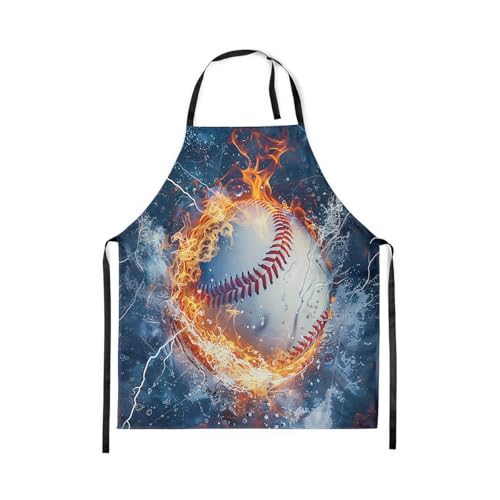 Manfei Ball Sports Kids Kitchen Apron - color: Dark Blue Red White