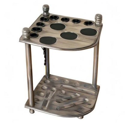 Pool Cue Rack Hold up to 8 Sticks & Billiard Accessories. Floor Stand Pool Cue Stick Holder Made of 100% Solid Hardwood.(GREY) - color: GREY