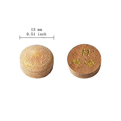 10pcs 13mm Pool Cue Tips Billiard Head Brown Multiple Layers Pig Skin H Hardness