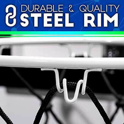 Franklin Sports Over The Door Indoor LED Basketball Hoops-Steel Rim Mini Basket-Includes Ball and Pump-Light Up Backboard - style: Light Up Double Hoops