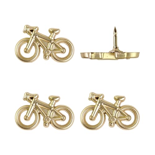 Bicycle Push Pins - Gold Metal Bike Pins - for Cork Board, Maps, or Lapel Pin Use - Designed in USA - Set of 4 - color: Bike - Gold, size: Set of 4