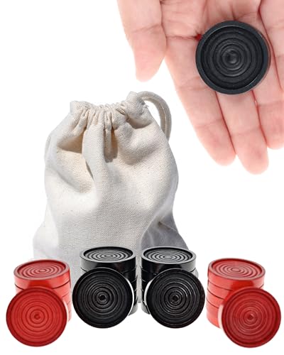 WE Games Wooden Checkers Pieces with Drawstring Storage Bag - 24 Checker Pieces Only - Red & Black, 1.5-inch Diameter - size: 1.5 inch diameter
