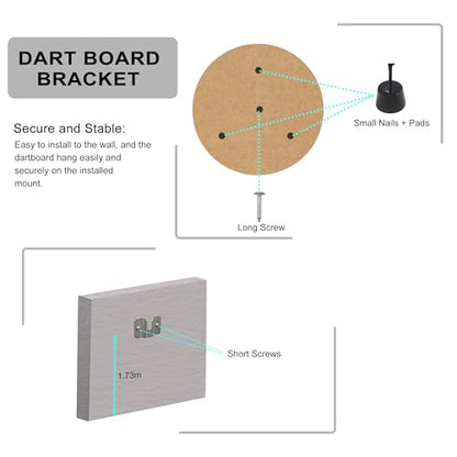 Quacc Portable Dartboard Mounting Bracket Kit, Includes Screws, Nails and Stabilisers Dart Board Hanging Kit Dart Board Hardware Wall Bracket for Hanging Dartboard