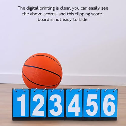 Zerodeko Multi-Sport Scoreboard Flip Scorekeeper, 6-Digit Reusable Number Counter, Blue Foldable Scoreboard for Basketball Baseball Volleyball Games and Coaching
