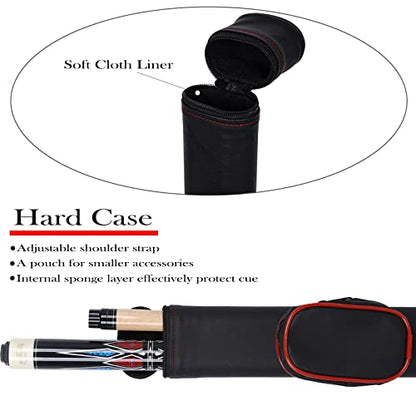Pool Cue Stick with Hard Case Hardwood Canadian Maple Professional Billiard Pool Stick 58" 2-Pieces 19/20oz Pool Stick Set - color: CGB-200, size: 19 oz