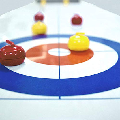 Rulbelok Table Top Fun Compact Curling Board Game Set for Adults Shuffleboard Pucks with Portable Rollers Desk for Adults