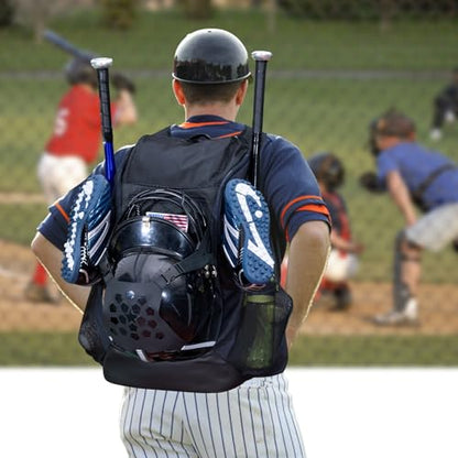 | Baseball Bag Softball Bat Bag, Double-layer Baseball Backpack Adult with Gear Klip To Hold Baseball Glove, Baseball Essential Gear, Youth Baseball Bag for Boys, Girls, Baseball Accessories - color: Black