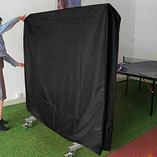 J&C Table Tennis Cover 420D Ping Pong Table Cover Black Full UV Protected Table Tennis Cover Outdoor Waterproof Heavy Duty Ping Pong Table Outdoor Waterproof - color: black