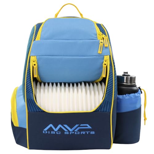 MVP Disc Sports Shuttle Disc Golf Backpack Bag (Choose Your Style and Color) - color: Light Cobalt/Midnight Blue, style: With Velcro Side Panel