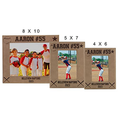 My Personal Memories Custom Monogrammed Baseball Sports Picture Frame Gifts - Customized 4x6, 5x7, 8x10 Photo Frames for Athletes, Coaches, Teams, Kids, Awards (Tan) - color: Tan