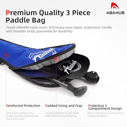 Abahub Carbon Fiber SUP Paddles, 1 x 3 Section Adjustable 67" - 86" Carbon Fiber Shaft, Lightweight Stand-up Paddle Oars for Paddleboards, with a Carrying Bag - color: Carbon Fiber Shaft & Black Plastic Blade