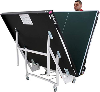 Butterfly Space Saver 22 Ping Pong Table—Indoor Rollaway Game Table—ITTF Approved Table Tennis Table for Tournaments, Clubs, Or Homes—Professional Ping Pong Net Included—Compact Storage