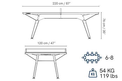 Play-Style Outdoor Table White Medium Size - design Ping-pong table - Made in France - Convertible into a dinning table