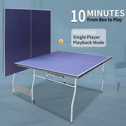 Table Tennis Table 4.5 FT / 6 FT / 8 FT / 9 FT Foldable Portable Ping Pong Table with 2 Table Tennis Paddles 3 Balls and Net for Indoor Outdoor Games - size: 8FT, style: Style-C1