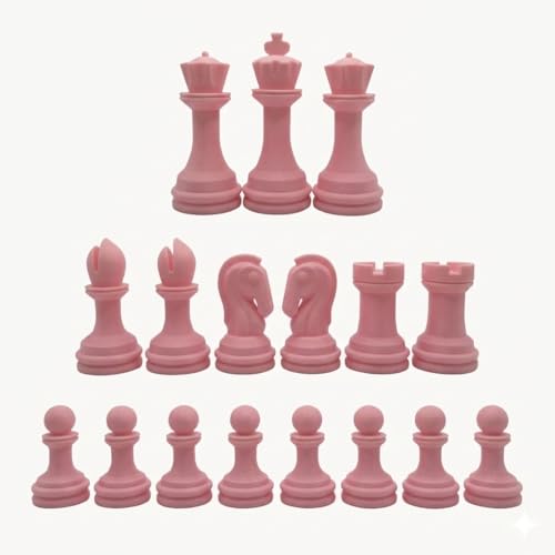 Staunton Chess Pieces Half Set, 17 Pink Pieces, 3.75" King | Made in USA - color: Pink