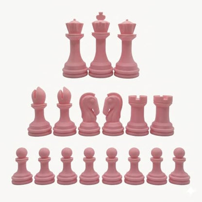Staunton Chess Pieces Half Set, 17 Pink Pieces, 3.75" King | Made in USA - color: Pink