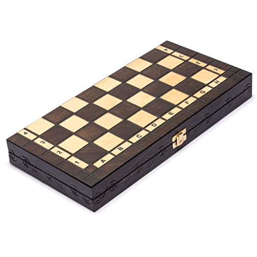 Husaria European International Chess Wooden Game Set, King's Continental - 13.8 Inches Medium Size Chess Set with Handcrafted Chessmen and Felted Folding Board - size: 13.8 Inches