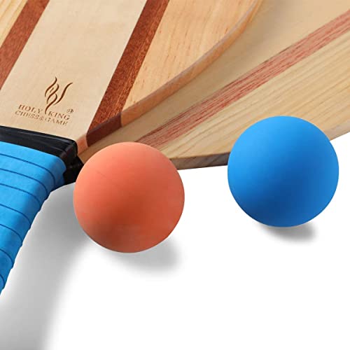 HOLYKING Wooden Beach Striped Paddle Game Sets, Tennis Racket Outdoor Sport Games