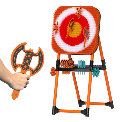 Axe Throwing Set,2-in-1 Axe Throw & Lawn Dart Combo Backyard Game Set,with 8 Long-Handled Flying Axe & 8 Five Star Dart,Stress Relief, for Fun Sports Activity Orange-Plasticpipe - color: Orange, size: Plasticpipe