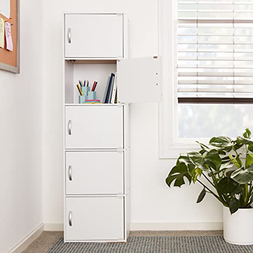 HODEDAH IMPORT Bookcase, White, 5 Door - color: White