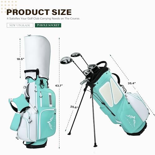 uniHimal Lightweight 7-Way Golf Stand Bag for Men & Women | Carry Bag, Multiple Pockets, Dual Straps - color: Green