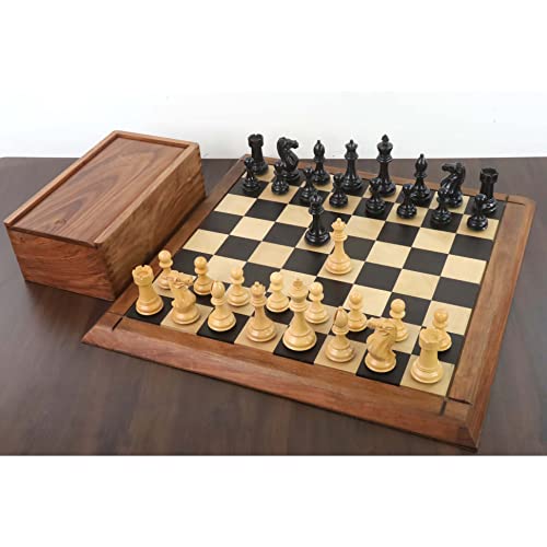 RoyalChessMall - 4.1" Pro Staunton Weighted Wooden Chess Pieces Only Set - Ebonised Wood - 4 Queens - style: Ebonised Boxwood