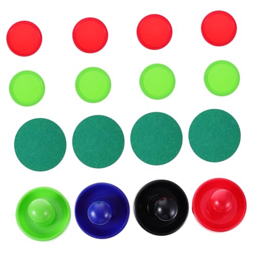 Air Hockey Replacement Parts Plastic Pushers and Pucks with Thick Lint Pads for Table Hockey Game Accessories Lightweight Strikers in Blue Black Red Green