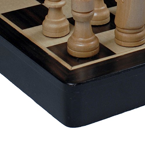 WE Games Travel Magnetic Folding Black Stained Wooden Chess Set - Portable Chessboard, Perfect Travel Chess Set for Adults, 8 inches