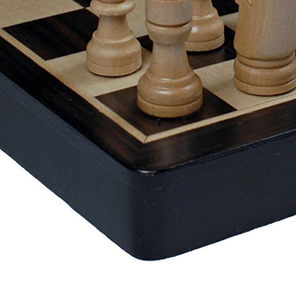 WE Games Travel Magnetic Folding Black Stained Wooden Chess Set - Portable Chessboard, Perfect Travel Chess Set for Adults, 8 inches