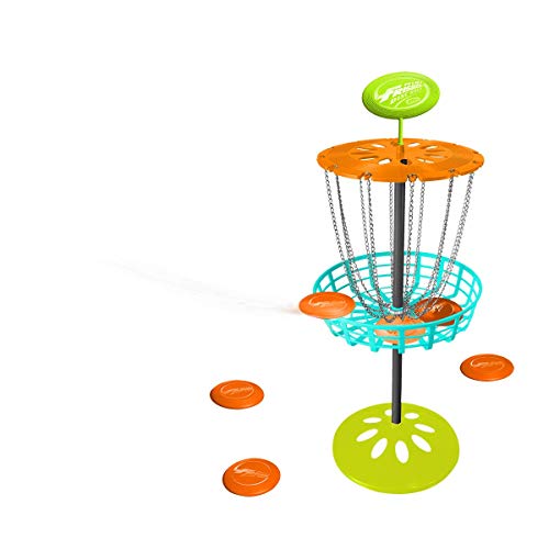 Wham-O Mini Frisbee Golf Set, 28-inch Tall Frisbee Golf Target with 6 Mini Discs, Portable Disc Golf Starter Toy Set for Indoor and Outdoor