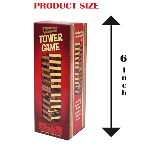 The Dreidel Company Wooden Blocks Stacking Tumbling Tower Game, Pull, and Tumble Blocks, Sensory Learning, Game Night, 6" Inches (8-Pack) - size: 8-Pack