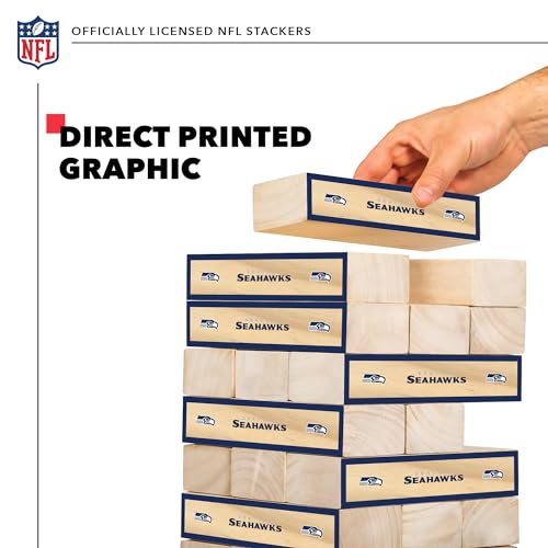Wild Sports NFL Giant Stacking Wooden Blocks – Tumbling Tower Classic Family Game Stacks – Great Gift for Any Football Fan! - color: Seattle Seahawks