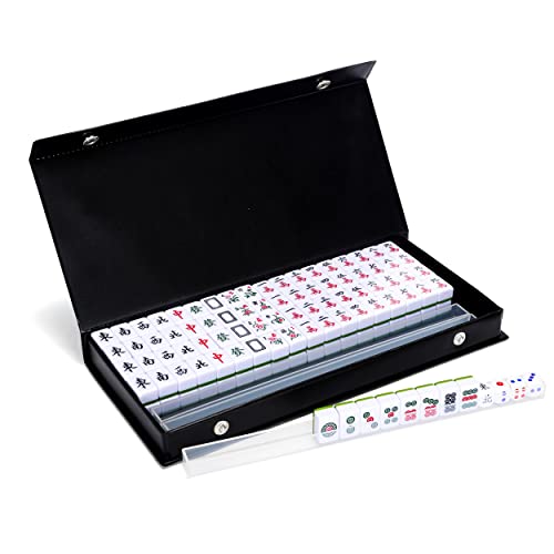 drizzle Green Travel Mini Mahjong Set 20mm with Instructions - Portable 146 Tiles - for Beginners with 4PCS Racks 2 Pounds - Chinese Mah-Jong Game 麻将 - size: Green