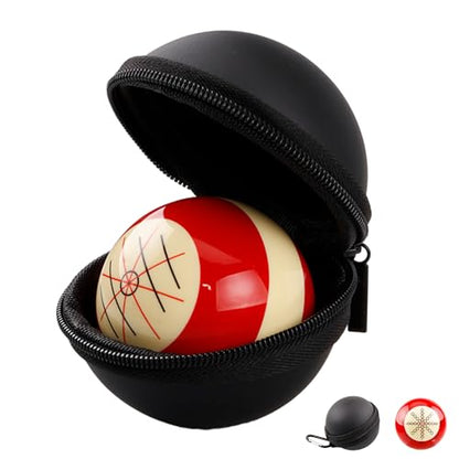 Billiards 2-1/4" Practice Cue Ball with Black PU Case for 6 Red Dots & American Eight Ball - color: Training Artifact