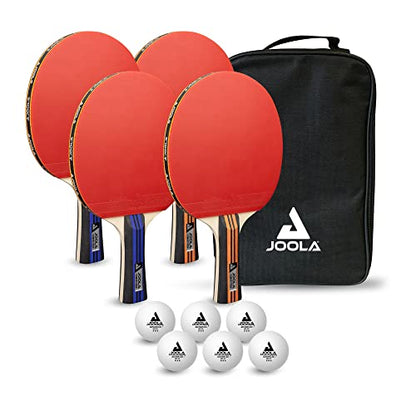 JOOLA Advanced Premium Ping Pong Paddles Set of 4 - Professional Table Tennis Paddles, 6 Advanced Training 3 Star Ping Pong Balls, and Carrying Case - Tournament Level - Indoor and Outdoor Compatible - size: One Size, style: 4 Player | Advanced Set