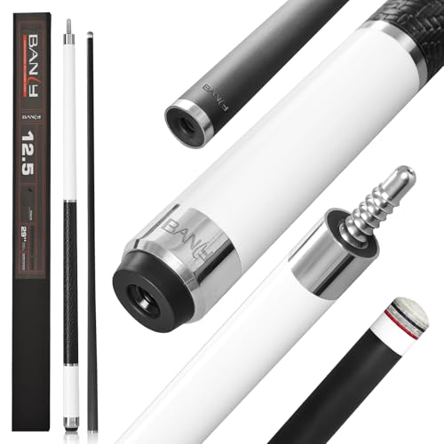 Banly Carbon Fiber Pool Cue Stick - Billiard Pool Stick for Adults, Low Deflection Pool Stick with Metal Ring Professional Cue Stick with Box Case - color: White