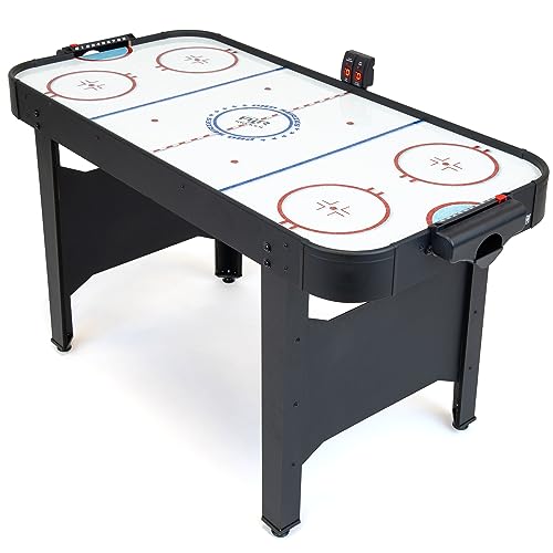 GoSports 48 Inch Air Hockey Arcade Table - Oak or Black - Includes 2 Pushers, 3 Pucks, AC Motor, and LED Scoreboard - color: Black