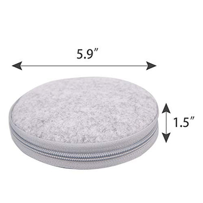 ELEZAY Small CD Case Round Felt 20 Capacity CDs Storage Wallet DVD Disc Holder,Light Grey - color: C-LightGray