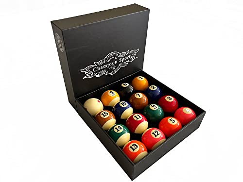 Champion Deluxe 2-1/4" Billiard Pool Ball Set Complete 16 Ball Set (Several Style Available) - color: Pro TV Pool Balls Set