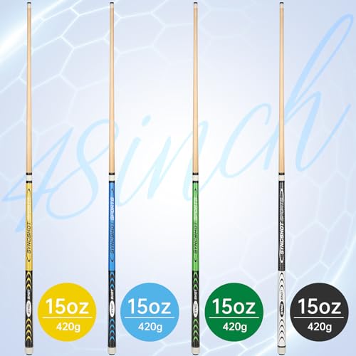 Pool Cues Set of 5/4/1, Pool Sticks for Adults 58 48 Inch 15 18 19 20 21oz Maple Wood Billiards Cue Sticks, for Professional Billiard Players Bars Home Hall Table Sport - color: 48inch 15oz Coloful-4-Cue-Set