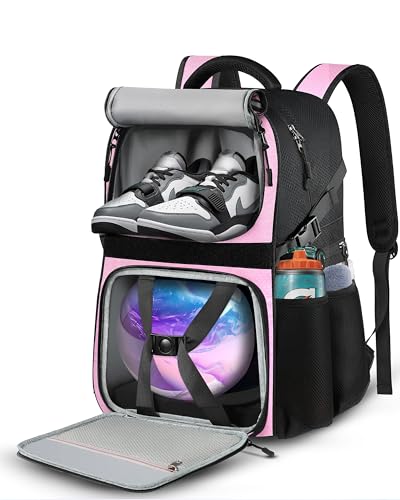 LOINTET Bowling Ball Bag, Single Bowling Backpack with Shoe Totes Bag Up to Size 16, Padded Ball Holder Bag, Accessories Gifts for Lovers/Player, Black - color: Pink