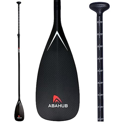 Abahub Carbon Fiber SUP Paddles, 1 x 3 Section Adjustable 67" - 86" Carbon Fiber Shaft, Lightweight Stand-up Paddle Oars for Paddleboards, with a Carrying Bag - color: Full Carbon Fiber Paddle