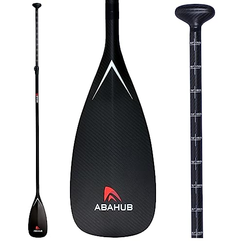 Abahub Carbon Fiber SUP Paddles, 1 x 3 Section Adjustable 67" - 86" Carbon Fiber Shaft, Lightweight Stand-up Paddle Oars for Paddleboards, with a Carrying Bag - color: Full Carbon Fiber Paddle